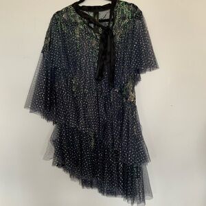 Romance Was Born Black and Green Asymmetrical Sequin Sundress